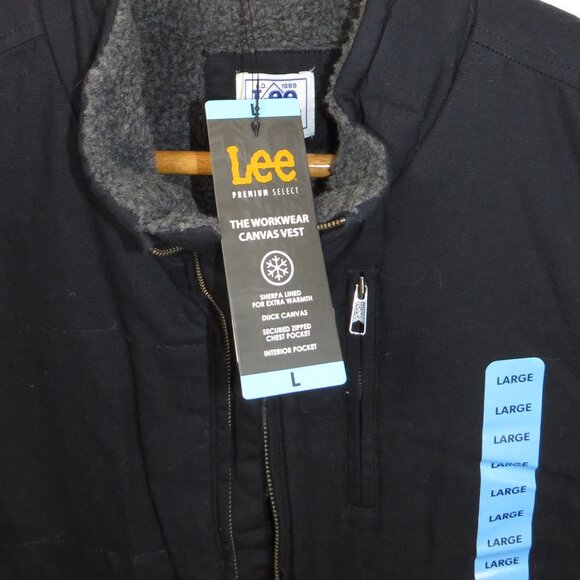 *NEW* Lee The Workwear Canvas Vest Sherpa Lined Duck Canvas Men's LG - Picture 3 of 5